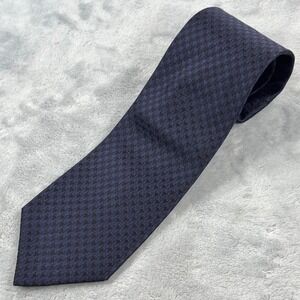 BURBERRY LONDON Silk Necktie Mens Navy Blue Houndstooth Tie Italy Jacquard Weave